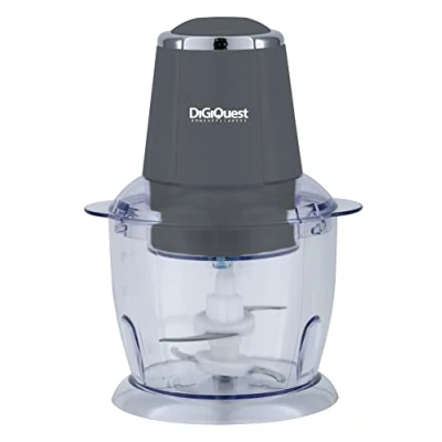 Afbeelding van Digiquest Hakmolen met schaal van kunststof, vermogen 300 W, kom 0,75 l, drukbediening, systeem vier messen, vaatwasmachinebestendig, grijs