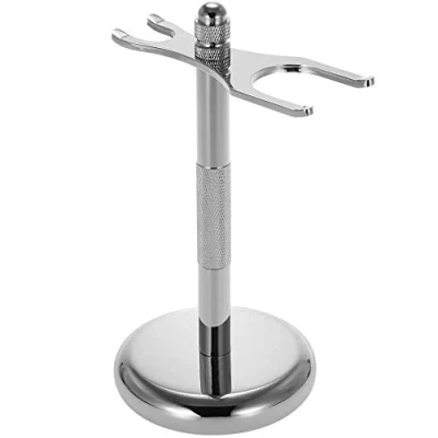 Afbeelding van POFET Razor and Brush Stand Classic Scheren Veiligheid en borstel Houder met Anti slip Basis voor de meeste scheermes Zilver