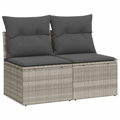 Afbeelding van vidaXL 4 delige Loungeset met kussens poly rattan acacia lichtgrijs