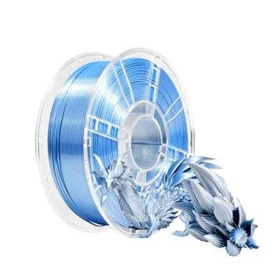 Afbeelding van iBOSS PLA+ 3D printerfilament, PLA Plus filament 1,75 mm tweekleurig zijdefilament, co extrusie glanzend printfilament 1 kg, blauw zilver