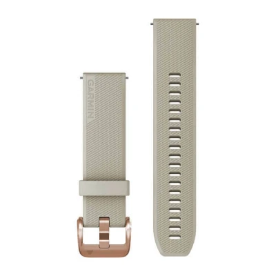 Afbeelding van Garmin Quick Release 20 horlogeband, licht Zand Siliconen met roségouden Hardware, (010 13114 02), Lichte Rose Gouden Modern