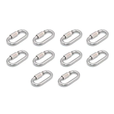 Afbeelding van Faspiroty 10 stuks M5 Vergrendeling Karabijnhaak Clip Kleine Quick Link Ketting Connector Lock Ring Sleutelhanger Gesp