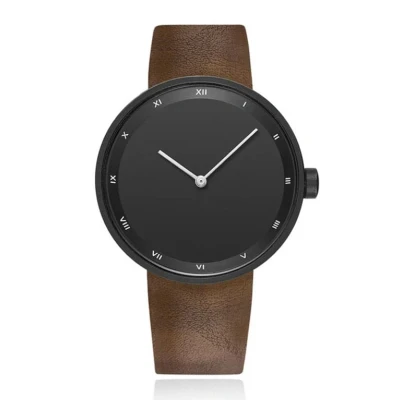 Afbeelding van LGT JWLS Herenhorloge met Bruine Leren Band, Zwart Wijzerplaat en Zwarte Behuizing