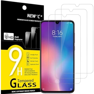 Afbeelding van NEW&#039;C 3 Stuks, Screen Protector voor Xiaomi Mi 9, 9 Pro, CC9, Gehard Glass Schermbeschermer Film 0.33 mm ultra transparant, resistent