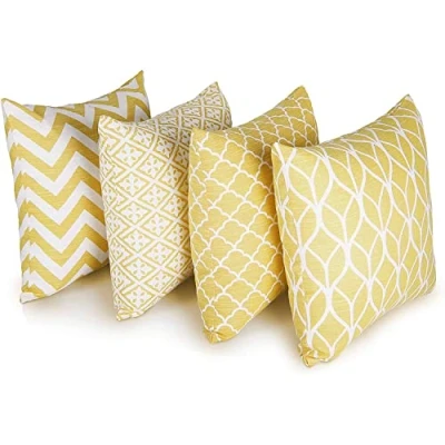 Afbeelding van Penguin Home 3256 Gecoördineerde Decoratieve Vierkante Kussenslopen 4 Delig, 45 cm Lengte x Breedte, Geel