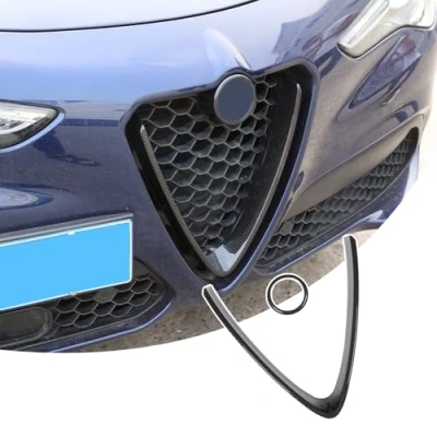 Afbeelding van Koolstofvezel Stijl ABS Plastic Front Grill Decoratie Frame Trim Voor Stelvio 2017 2018 2019 2020 2 stks