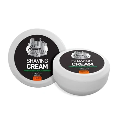 Afbeelding van The Shave Factory Shaving Cream Soap De Ultieme Scheerzeep voor een Gladde en Verzorgde Scheerervaring Hoogwaardige Ingrediënten Luxe Geur 125ML (Frankincense &amp; Black Pepper)