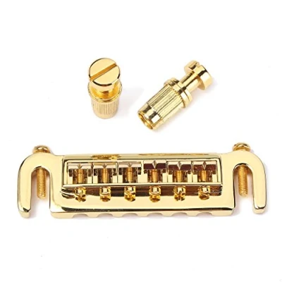 Afbeelding van Alnicov Roller Bridge Zadel Staartstuk Combo Verstelbare Wraparound voor Les Paul LP Stijl Elektrische Gitaar Goud