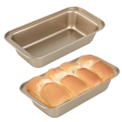 Afbeelding van RMIVEGLIA Set van 2 rechthoekige broodbakvormen, roestvrijstalen bakvorm, cake met anti aanbaklaag, bakvorm voor brood en broodvormen het bakken brood, toast
