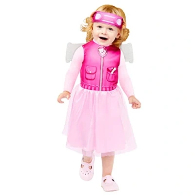 Afbeelding van Amscan Babykostuum Skye van Paw Patrol, jurk, vleugels, haarband, serie, helper op vier poten, hond, themafeest, carnaval