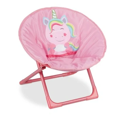 Afbeelding van Relaxdays kinderstoel moon chair relaxstoel voor kinderen campingstoel inklapbaar Unicorn