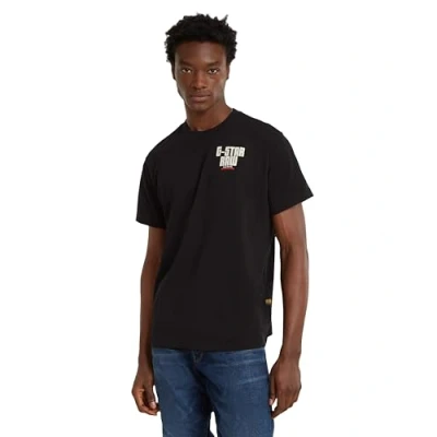 Afbeelding van G Star RAW heren Engine T shirt van biologisch katoen met logo en backprint in de kleur Zwart, maat: S