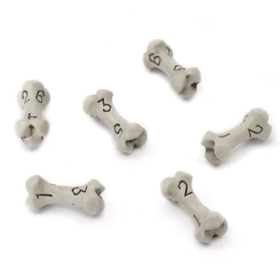 Afbeelding van D6 Dice Set van Zes 6 Vlakkige Dobbelstenen Skull &amp; Bone RPG Dice. Ideaal voor Dungeons Dragons (DND), Warhammer, D&amp;D, Pathfinder, D and D. (Wit)