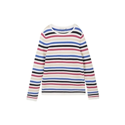 Afbeelding van TOM Tailor NEW Ottoman Trui, Dames, Maat: XS, Colorful knit stripe design