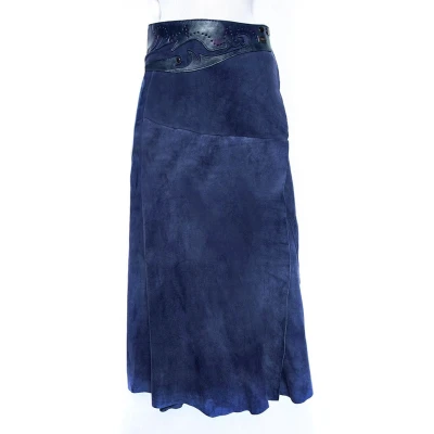 Afbeelding van Doenya maxi omslagrok suede Boho (blauw)