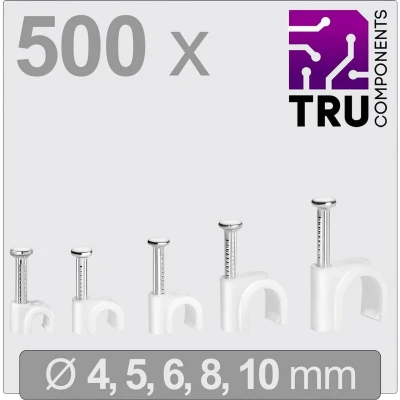 Afbeelding van TRU COMPONENTS T24CA129 Spijkerclip TC 13448468 Bundel Ø (bereik) 2 tot 10 mm Wit 500 stuk(s)