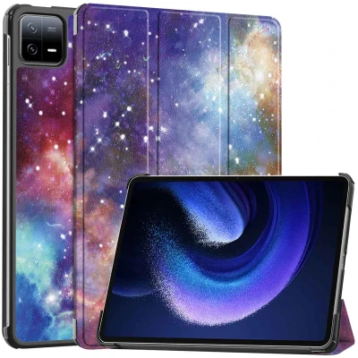 Afbeelding van Xiaomi Pad 6 Hoes: iMoshion Design Trifold Bookcase Space Kunstleder Tablet Hoezen