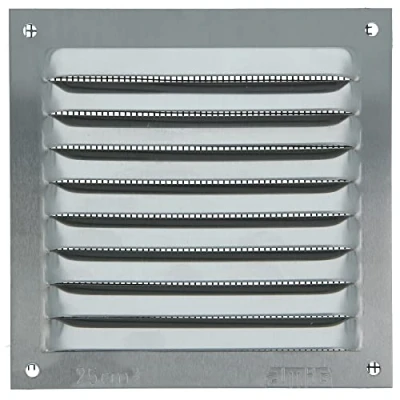 Afbeelding van Amig Vierkant aluminium rooster met muggennet, ventilatierooster voor luchtuitlaat, ideaal plafonds in keuken en badkamer, afmetingen 100 x mm, zilverkleurig