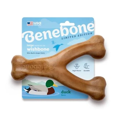 Afbeelding van Benebone Wishbone Duurzaam hondenkauwspeelgoed voor agressieve kauwers, eend, gemaakt in de VS, groot