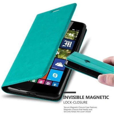 Afbeelding van Cadorabo Hoesje geschikt voor Nokia Lumia 540 in BENZINE TURKOOIS Beschermhoes met magnetische sluiting, standfunctie en kaartvakje Book Case Cover Etui