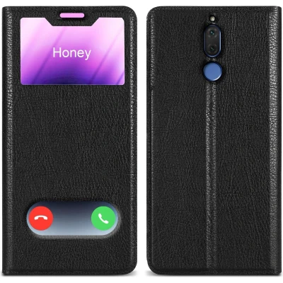 Afbeelding van Cadorabo Hoesje geschikt voor Huawei MATE 10 LITE in KOMEET ZWART Beschermhoes met magnetische sluiting, standfunctie en 2 kijkvensters Book Case Cover Etui