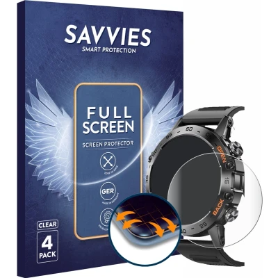 Afbeelding van Savvies Screenprotector voor Lemfo Smartwatch 1.39&quot; Folie Beschermfolie transparant volledig dekking (4 Stuks)