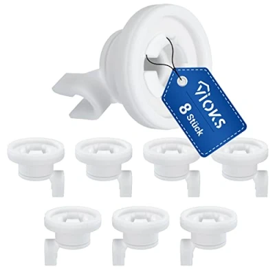 Afbeelding van VIOKS Vaatwasmand wielen 8 stuks vervanging voor mandrollen Bosch 424717 00424717 481252878025 C00481565 424090 bovenkorf vaatwasser/vaatwasser Neff Siemens enz