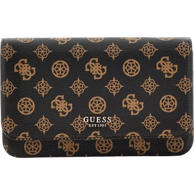 Afbeelding van GUESS Schoudertas Koppeling Loralee Xbody Flap Organizer Mocha Logo Zwart
