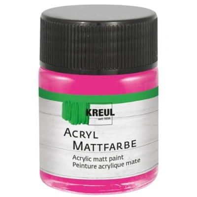 Afbeelding van KREUL 75511 Matte acrylverf, roze in een potje van 50 ml, romig dekkende, sneldrogende verf op waterbasis, geschikt voor vele verschillende ondergronden