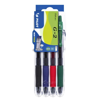 Afbeelding van Gelschrijver Pilot Set2Go Clicker BL G2 7 0.4mm set à 4 stuks basis ass