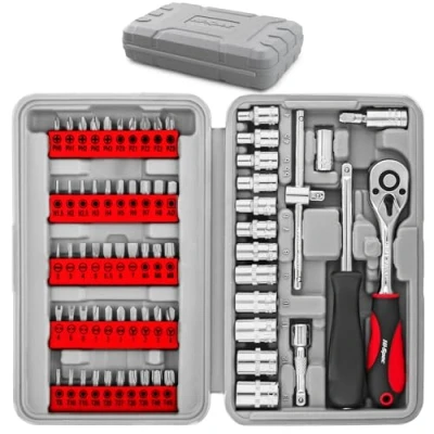 Afbeelding van Hi Spec 79 delige Compacte Set Schroefbits, 1/4&quot; Metrische Doppen en Ratelsleutel
