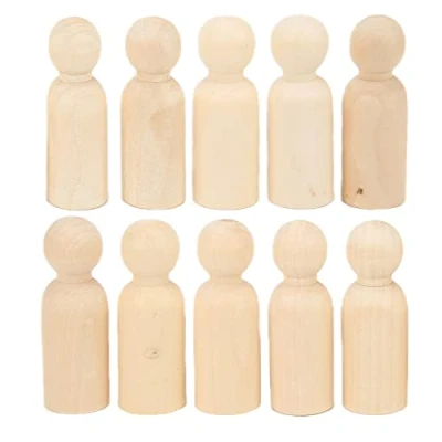 Afbeelding van 10 Pcs Houten Peg Poppen 75mm Onvoltooide Pop Mensen Decoratieve Figuren voor Kinderen Kunst en Creatieve DIY Craft:(Jongens)