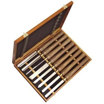 Afbeelding van Faithfull HSS Turning Chisel Set of 8 in Wooden Presentation Box Suitable for Hard and Soft Woods