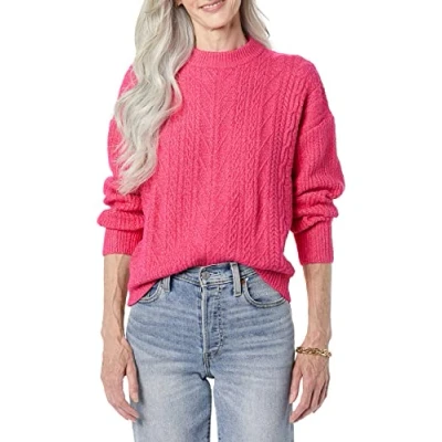 Afbeelding van Amazon Essentials Dames Soft Touch Moderne Kabel Crewneck Sweater (Verkrijgbaar in Grote Maat), Hot Pink, Small