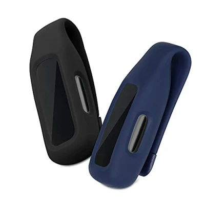 Afbeelding van kwmobile 2 x clip, compatibel met Fitbit Inspire 3 / Ace 3, reservehouder voor fitnesstracker, zwart/donkerblauw, tracker niet inbegrepen