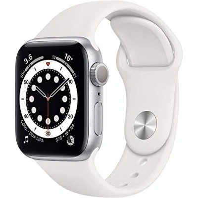 Afbeelding van Apple Watch Series 6 GPS, 40 mm zilveren aluminium behuizing met witte sportband normaal (Refurbished)