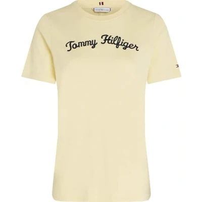 Afbeelding van Tommy Hilfiger REG Script CNK SS Tshirt print, Dames, Maat: XXL, Lemon zest