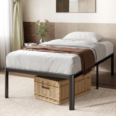 Afbeelding van Zinus Van bed 90 x 200 cm Hoogte 41 met opbergruimte onder het Metalen platform bedframe Zwart