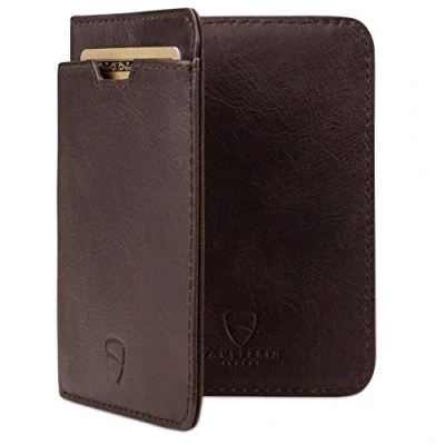 Afbeelding van Vaultskin CITY Slim Card and Cash Wallet with RFID Protection Top Quality Italian Leather Ultra Thin Front pocket Holder Designed For Up To 8 Cards (Brown)