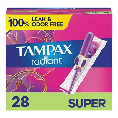 Afbeelding van Radiant Plastic Super absorbency unscented tampons 32 ct (tampons met applicator) USA
