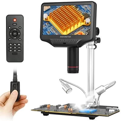 Afbeelding van AD407 Pro 3D HDMI Soldering Digital Microscope, 4MP 2160P UHD Video Record, 7 inch Adjustable LCD Screen USB Electronic Microscopes for Repairing, Circuit Board, SMT SMD DIY