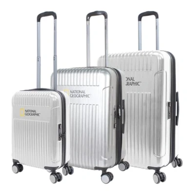 Afbeelding van National Geographic Kofferset 3 Delig Reiskoffer Set Harde Trolleyset Transit Zilver