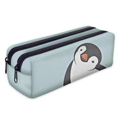 Afbeelding van Etui met 2 compartimenten toilettas Vanity Case Make up Purse Telefoon Handtas Potlood Tas Houder Pinguïn [107]
