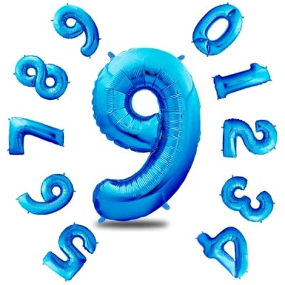 Afbeelding van envami Ballon Verjaardag XXL Blauw 9 Giant Folieballon in 40&quot; 101cm Decoratie Nummer voor Vliegt met Helium