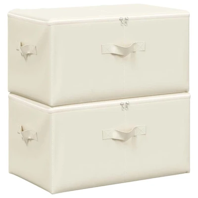 Afbeelding van Opbergboxen 2 st 43x34x23 cm stof crèmekleurig