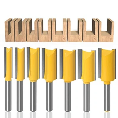 Afbeelding van Baorder 1/4 Inch Schacht 7Pcs Houtbewerking Wolfraamcarbide Router Bit Set Dubbele Fluit Frees Rechte