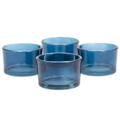 Afbeelding van Creativery Theelichtglazen, klein, 51 x 33 mm, set van 4 stuks, theelichthouders, glas, kleurkeuze: donkerblauw/marineblauw 370