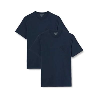 Afbeelding van Amazon Essentials Heren Regular Fit T shirt met korte mouwen en ronde hals, 2 stuks, marineblauw, maat L
