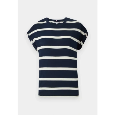 Afbeelding van Tommy Hilfiger GOLD Button TEE Tshirt print, Dames, Maat: Small, Dark night navy/ivory