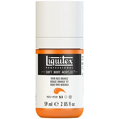 Afbeelding van Liquitex 1959620 Professional Acrylfarbe Soft Body Künstlerfarbe in cremiger deckender Konsistenz, hohe Pigmentierung, lichtecht &amp; alterungsbeständig, 59ml Flasche Orangerot lebhaft